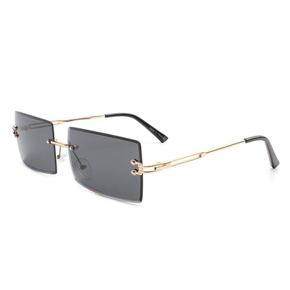 Tyriel - Classic Rimless Retro Rectangle Tinted Fashion Sunglasses - Apprev1 PLUS STORE
