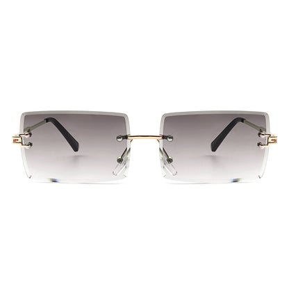 Tyriel - Classic Rimless Retro Rectangle Tinted Fashion Sunglasses - Apprev1 PLUS STORE