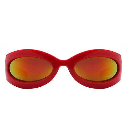 Albion - Retro Oval Wrap Around Round Sunglasses - Apprev1 PLUS STORE