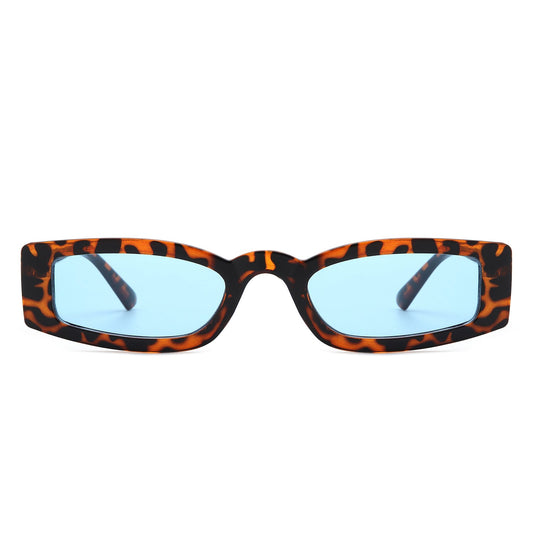 Starzest - Retro Rectangle Slim Tinted Square Narrow Sunglasses