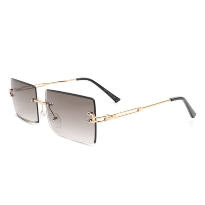 Tyriel - Classic Rimless Retro Rectangle Tinted Fashion Sunglasses - Apprev1 PLUS STORE