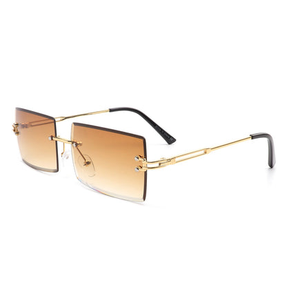 Tyriel - Classic Rimless Retro Rectangle Tinted Fashion Sunglasses - Apprev1 PLUS STORE