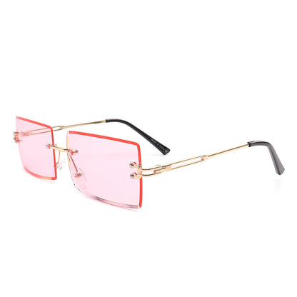 Tyriel - Classic Rimless Retro Rectangle Tinted Fashion Sunglasses - Apprev1 PLUS STORE
