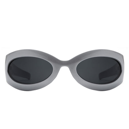 Albion - Retro Oval Wrap Around Round Sunglasses - Apprev1 PLUS STORE