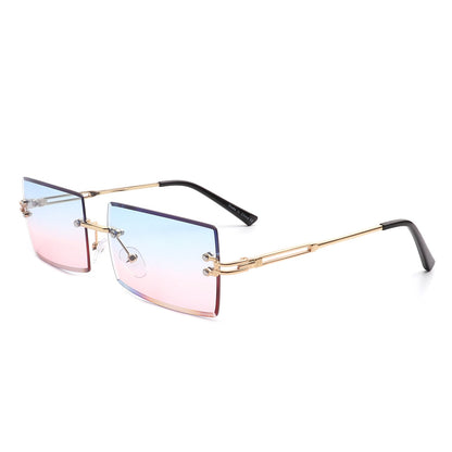 Tyriel - Classic Rimless Retro Rectangle Tinted Fashion Sunglasses - Apprev1 PLUS STORE