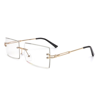 Tyriel - Classic Rimless Retro Rectangle Tinted Fashion Sunglasses - Apprev1 PLUS STORE