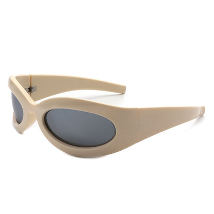 Albion - Retro Oval Wrap Around Round Sunglasses - Apprev1 PLUS STORE