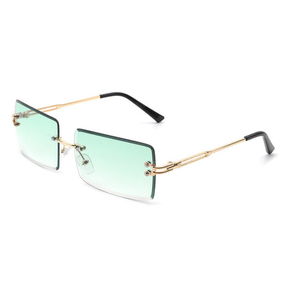 Tyriel - Classic Rimless Retro Rectangle Tinted Fashion Sunglasses - Apprev1 PLUS STORE